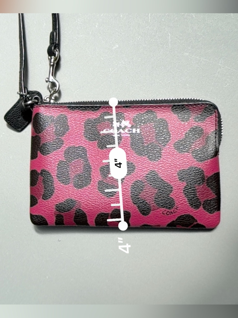 Coach Ocelot Print Corner Zip in Cranberry - Picture 7 of 7